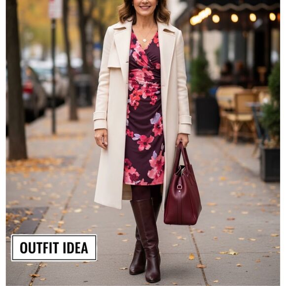 LAUREN Ralph Lauren Dress Purple Pink Floral Sleeveless V-Neck Stretch Midi 8 - Picture 7 of 7